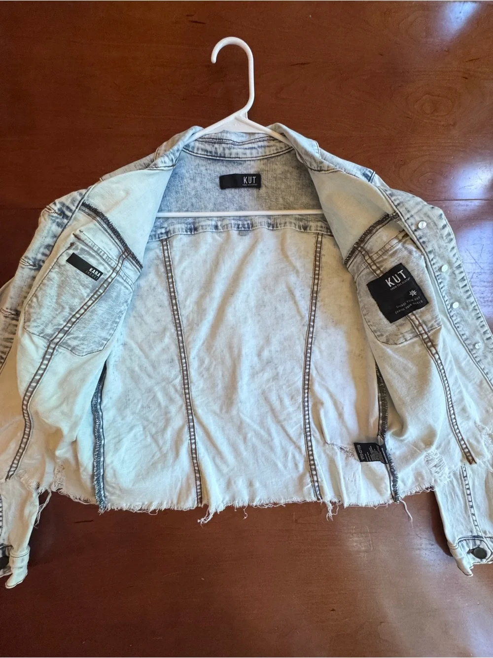 KUT from the Kloth Kara jacket acid wash stretch-cotton denim Size L